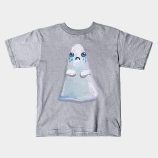 Super Sad Hand Painted Kawaii Ghost Kids T-Shirt